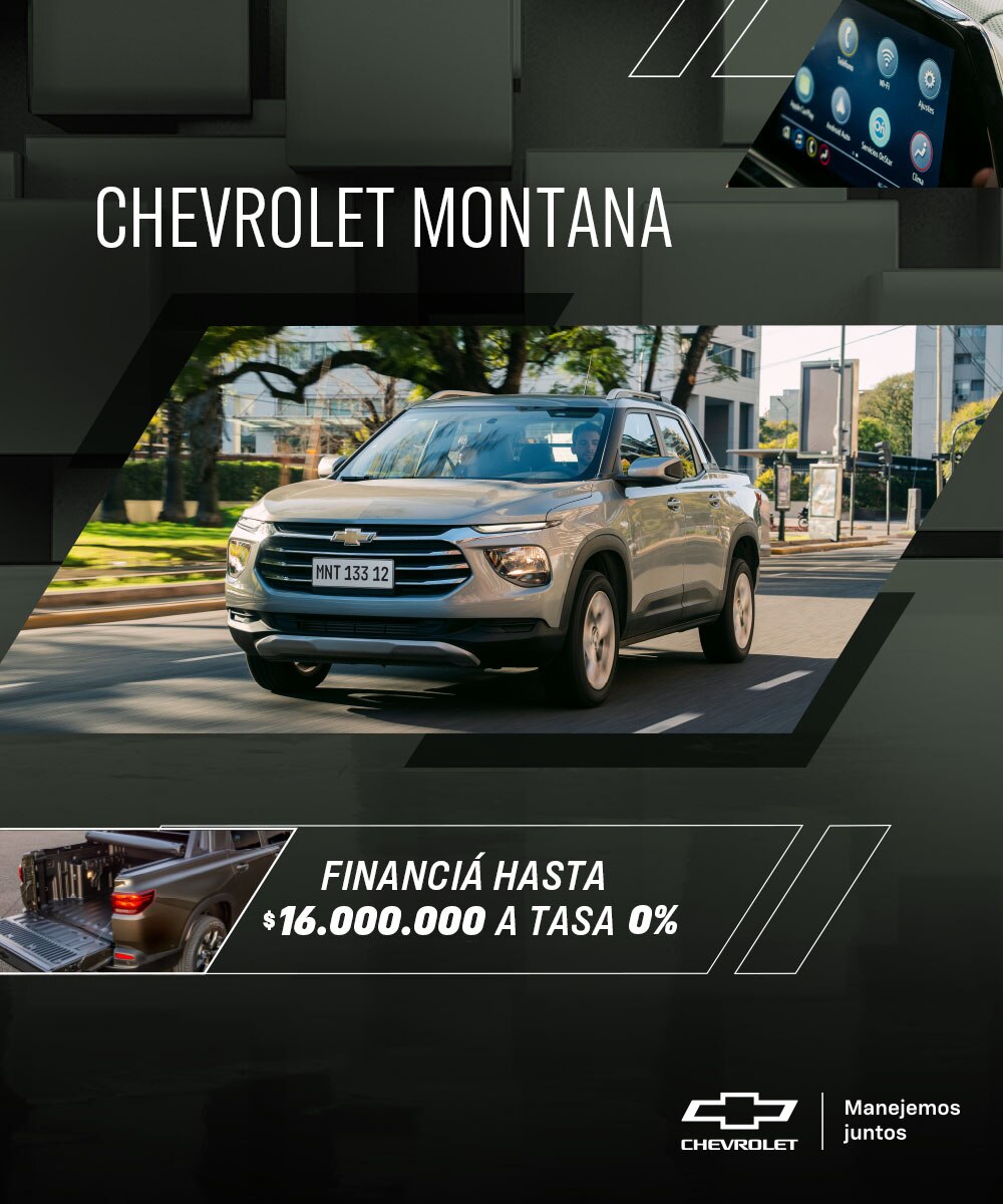 Chevrolet Montana gris, financia hasta $15 millones a tasa preferencial del 9,9%.